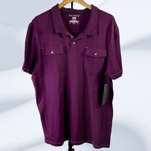 DECREE Flex Mens California Wine 2 pocket Pointed Collar 3 Button Polo Size XXL